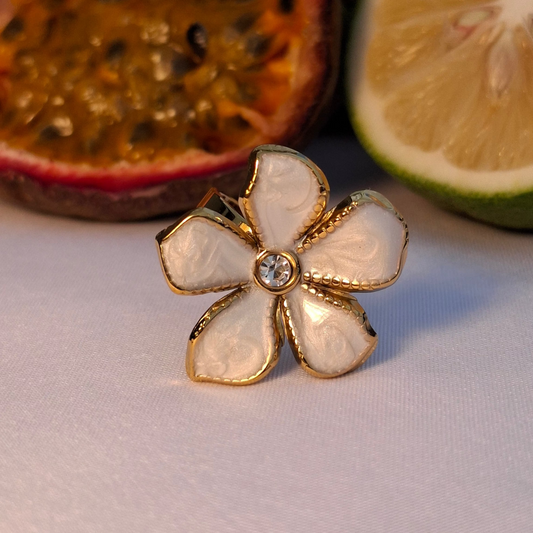 La Bague " MIMOSE " blanc nacré