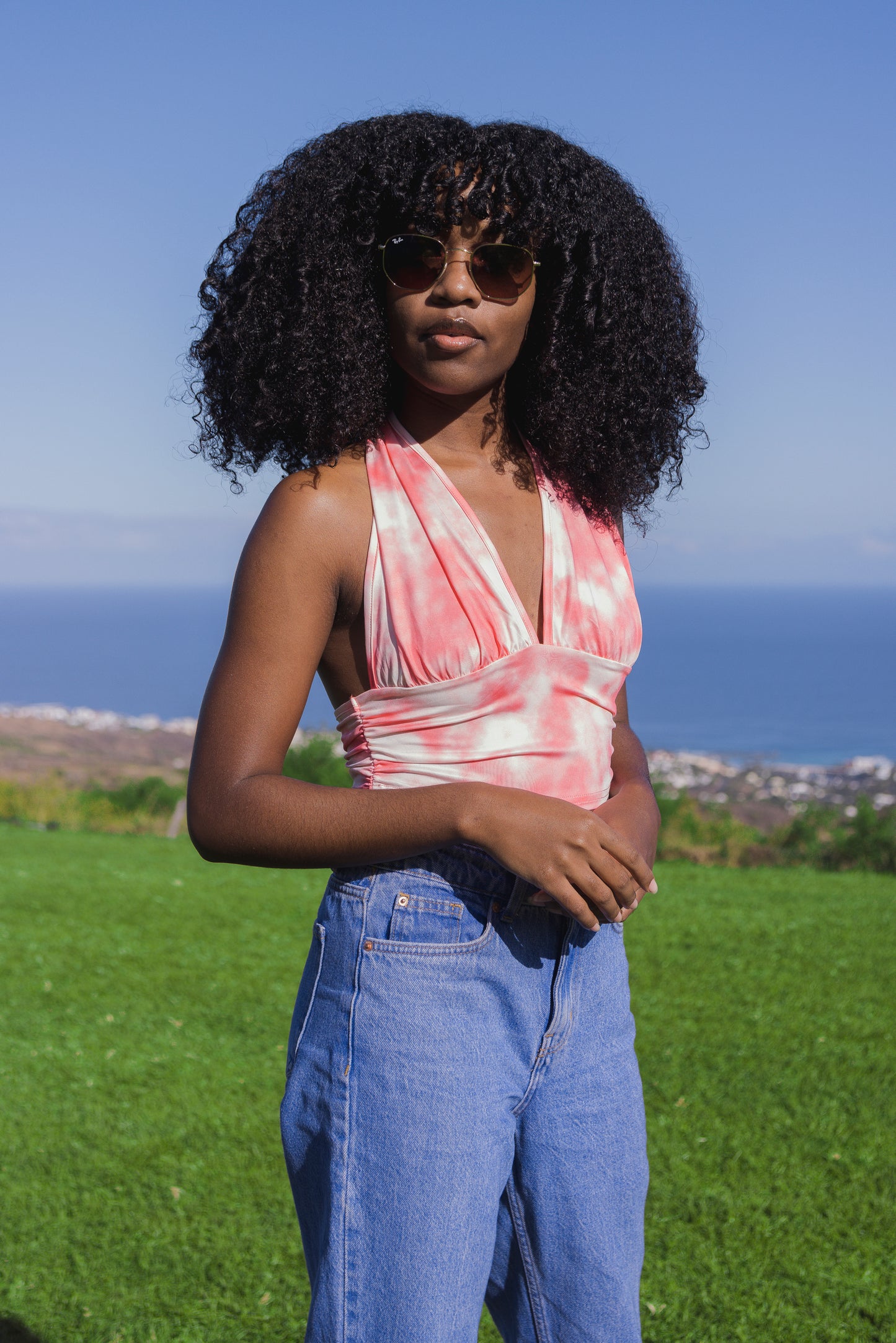 Crop top rose tie and dye Ensoleillé